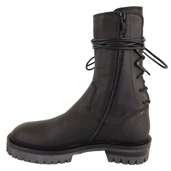 Ann Demeulemeester Louise Dusty Leather Combat Boots Size 37 7 Womens Black - Picture 6 of 13